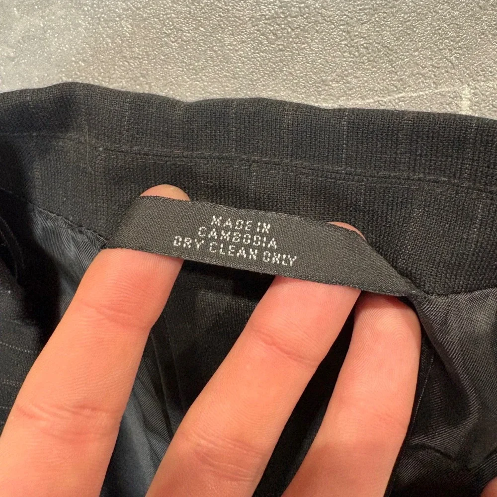 Haggar Mens Black Pinstripe Two Button Blazer Suit Jacket Formal Business